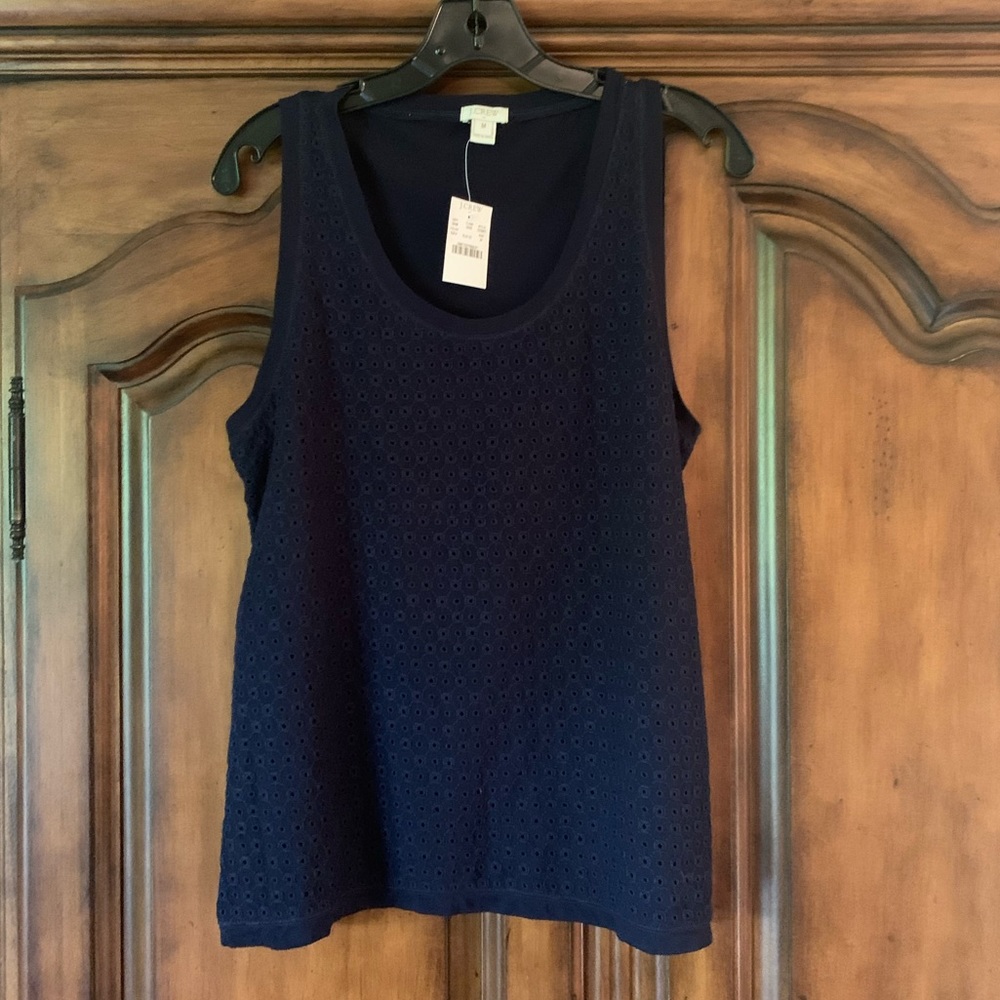 J Crew navy eyelet tank